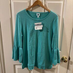 Haley and the Hound Women's Bell Sleeve Aqua Mint Sweater ~ Medium ~ NWT